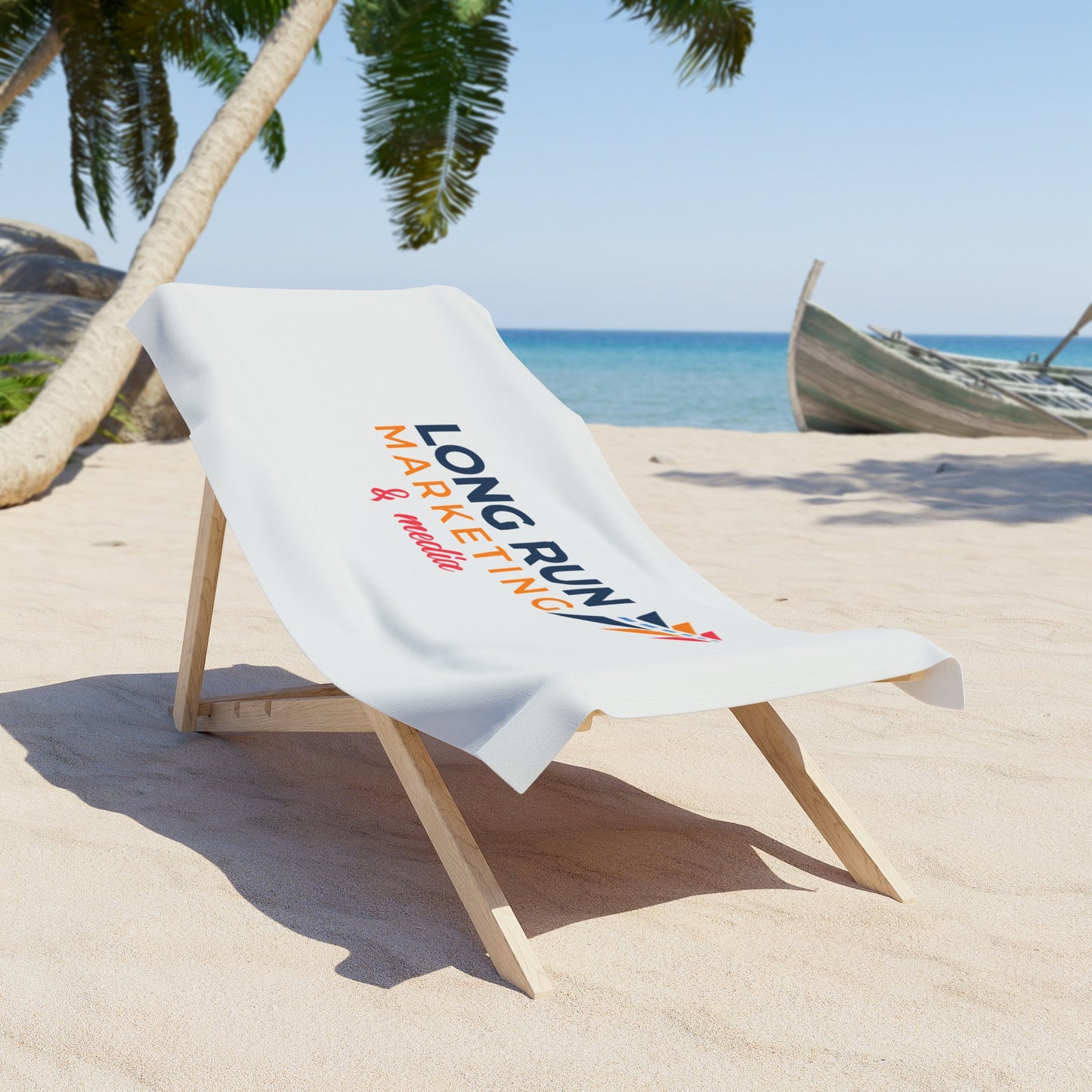 Long Run Marketing & Media Beach Towel — Branded Logo Beach Towel for Agencies & Conferences