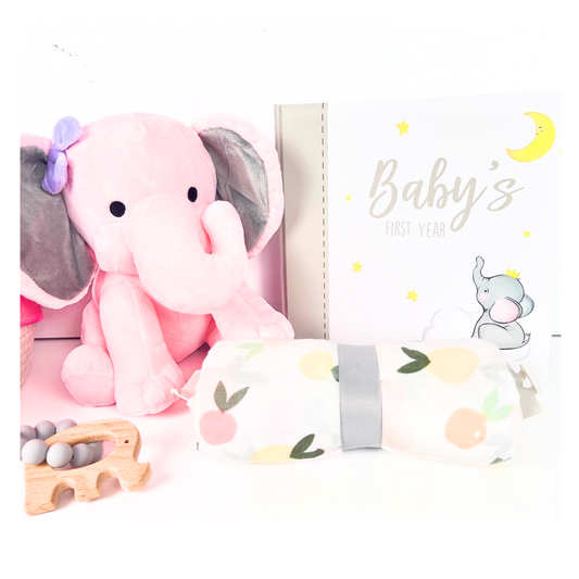 Baby Elephant Pink Gift Basket