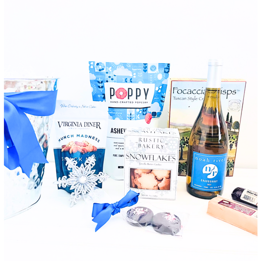 Snowflake Winter Tin with Wine