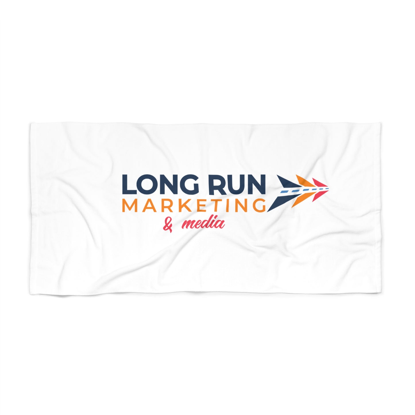 Long Run Marketing & Media Beach Towel — Branded Logo Beach Towel for Agencies & Conferences