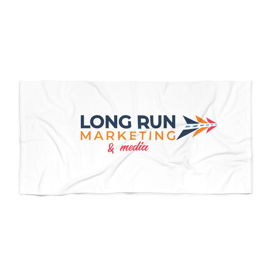 Long Run Marketing & Media Beach Towel — Branded Logo Beach Towel for Agencies & Conferences