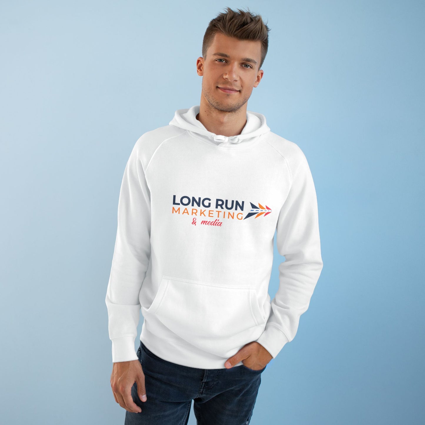 Long Run Marketing Hoodie — Branded Logo Pullover for Marketers