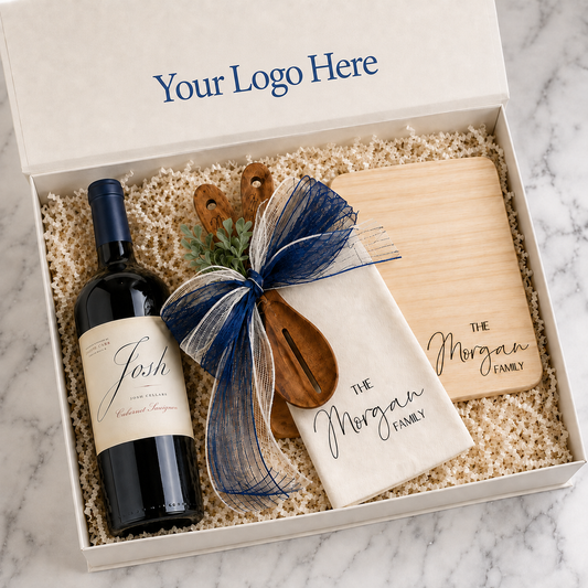 Wine & Cutting Board Gift- Add Logo or Message