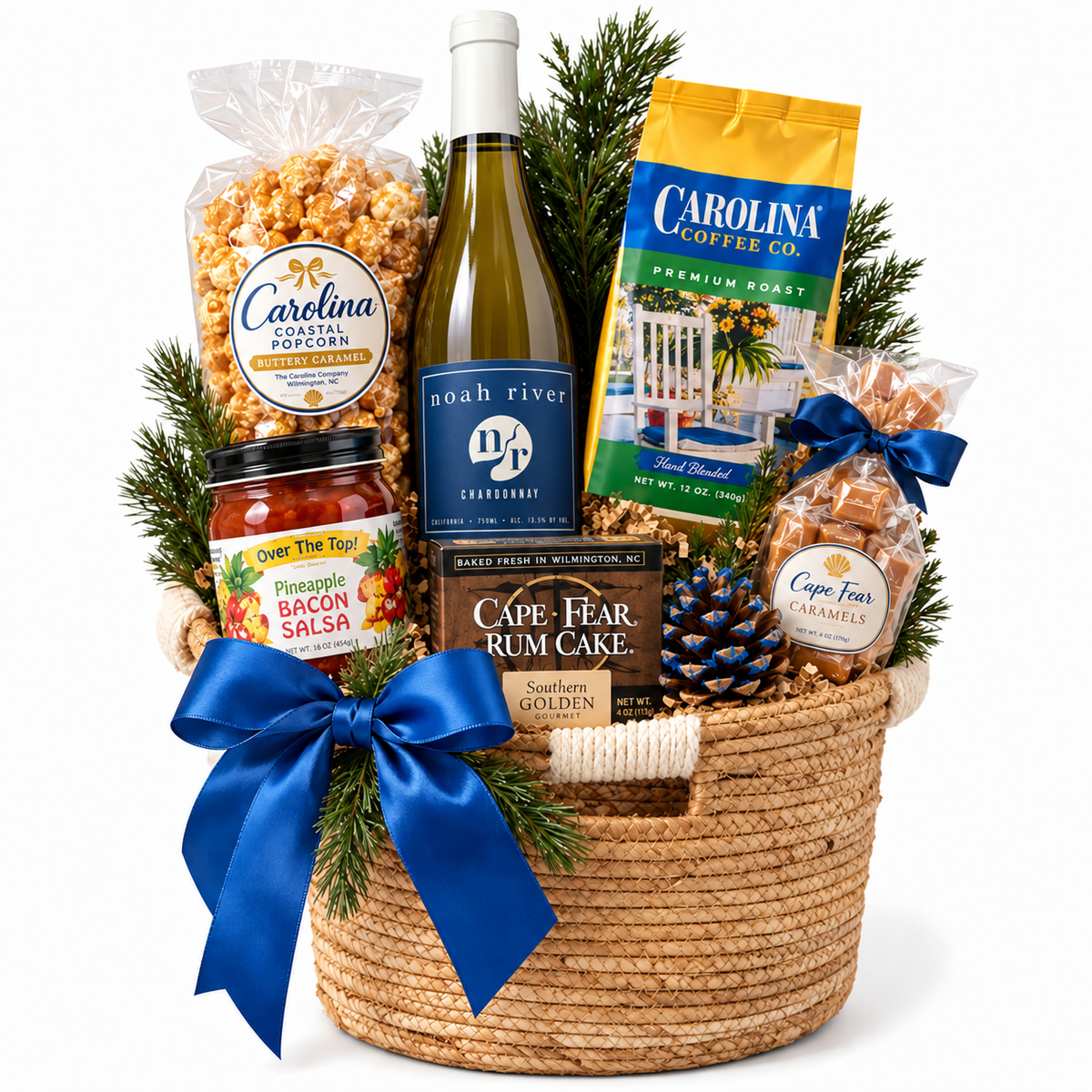 Wilmington NC Gourmet Gift Basket with Wine